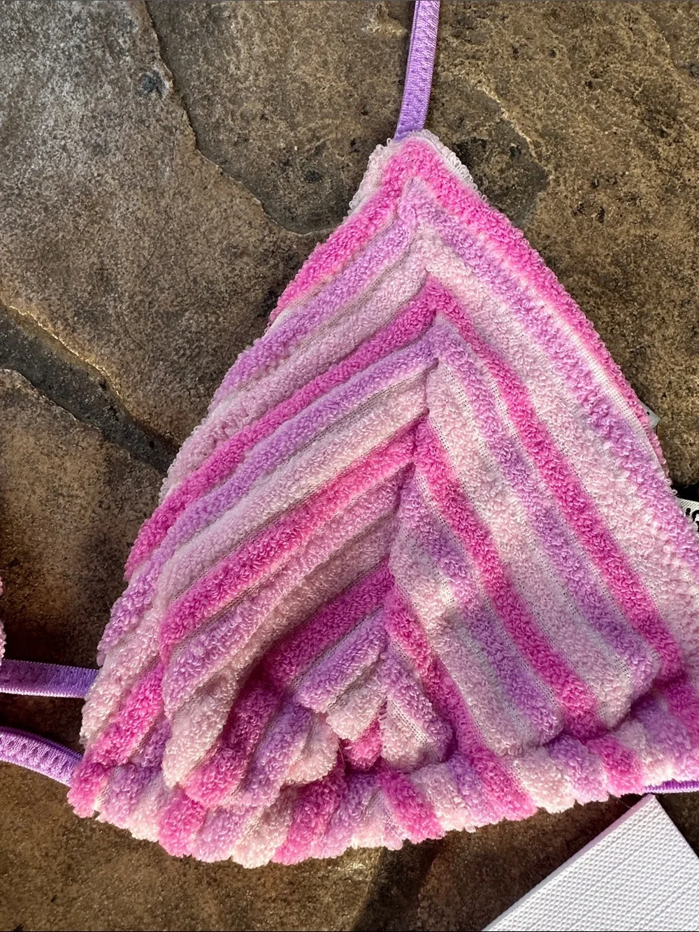 triangl swimwear Lavender Pink Striped Triangle Bikini Top